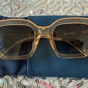 Le Specs Amber Transparent Square Sunglasses